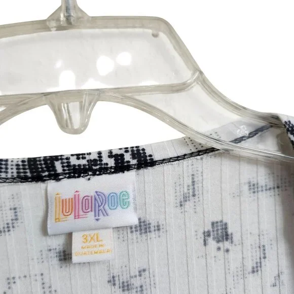LuLaRoe Plus Size 3X Joy Open Long Longline Vest Cardigan Rose Print Black White - Picture 7 of 12